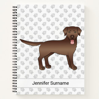 Chocolate Labrador Retriever Cartoon Dog &amp; Text Notebook