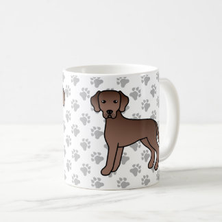 Chocolate Labrador Retriever Cartoon Dogs &amp; Paws Coffee Mug