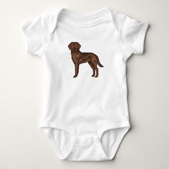 Chocolate Labrador Retriever Cartoon Lab Dog Pup Baby Bodysuit (Front)