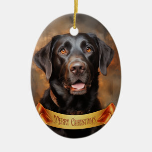 Chocolate Labrador Retriever Ceramic Ornament