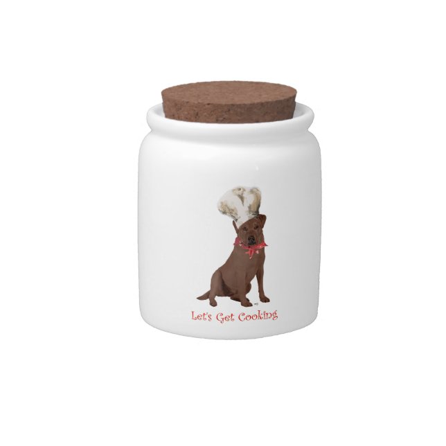 Chocolate Labrador Retriever Chef Candy Jar (Front)