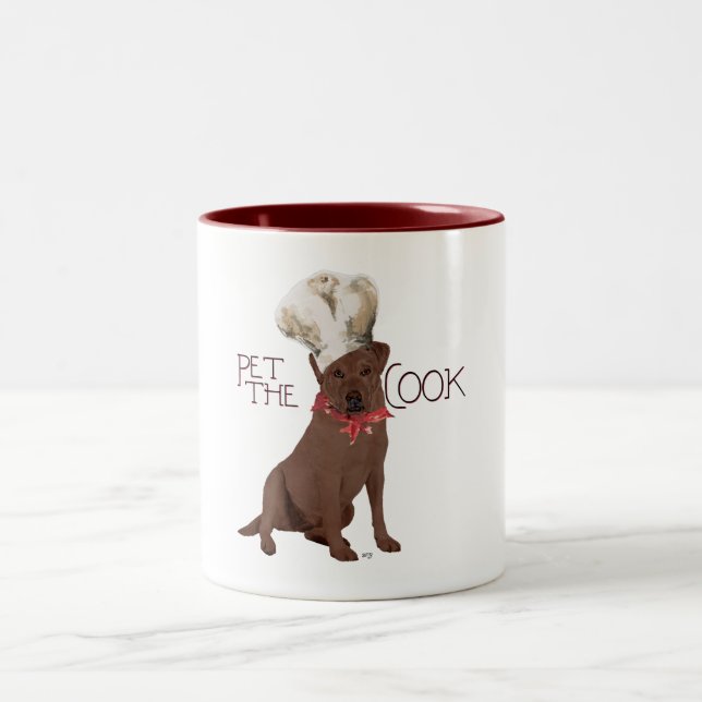 Chocolate Labrador Retriever Chef Two-Tone Coffee Mug (Center)