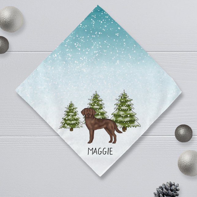 Chocolate Labrador Retriever Christmas Custom Name Bandana (Creator Uploaded)