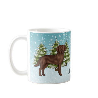 Chocolate Labrador Retriever Christmas Custom Name Coffee Mug