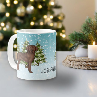 Chocolate Labrador Retriever Christmas Custom Name Coffee Mug