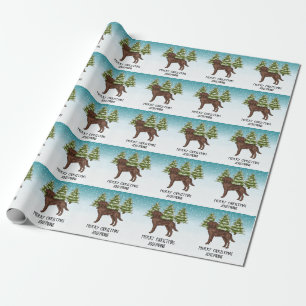 Chocolate Labrador Retriever Christmas Custom Text Wrapping Paper