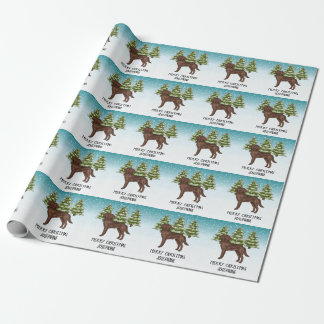 Chocolate Labrador Retriever Christmas Custom Text Wrapping Paper