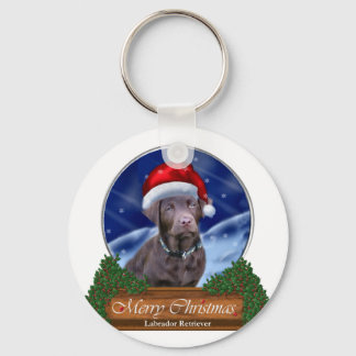 Chocolate Labrador Retriever Christmas Gifts Keychain