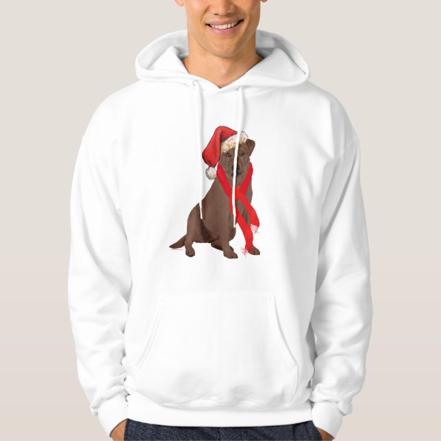 Chocolate Labrador Retriever Christmas Hoodie (Front)