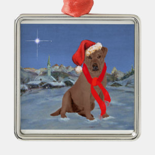 Chocolate Labrador Retriever Christmas Metal Ornament