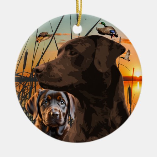 Chocolate Labrador Retriever Christmas Ornament