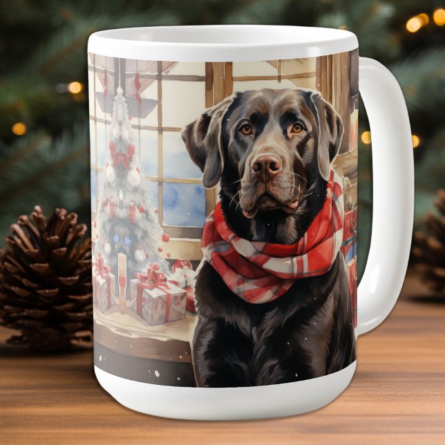 Chocolate Labrador Retriever Christmas Puppy Dog Coffee Mug (Creator Uploaded)