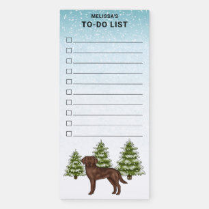 Chocolate Labrador Retriever Christmas To-Do List Magnetic Notepad