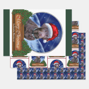 Chocolate Labrador Retriever Christmas Wrapping Paper Sheets