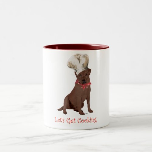 Chocolate Labrador Retriever Cooking Two_Tone Coffee Mug