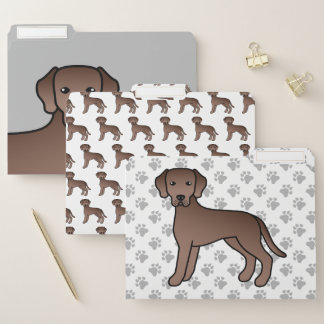Chocolate Labrador Retriever Cute Cartoon Dog File Folder