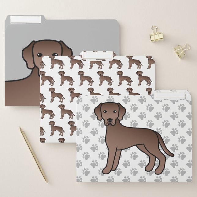 Chocolate Labrador Retriever Cute Cartoon Dog File Folder (Set)