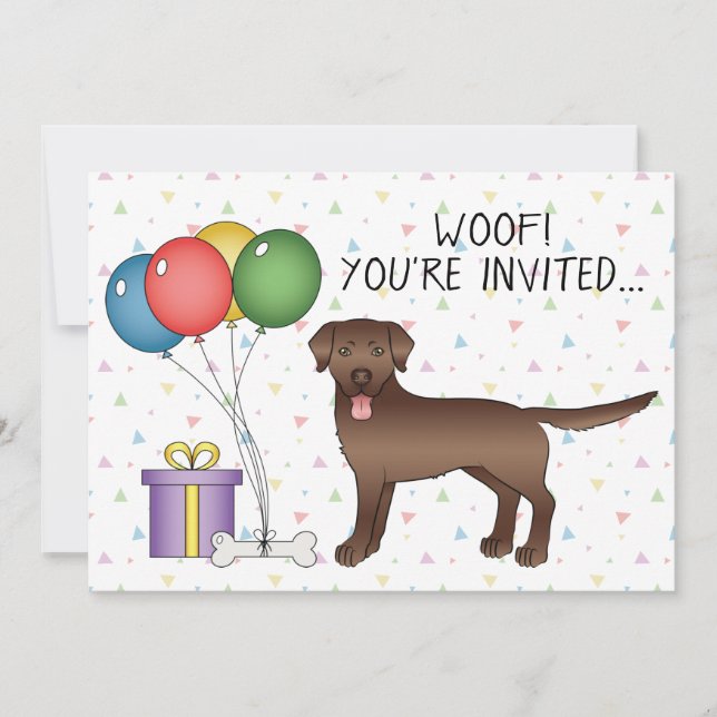 Chocolate Labrador Retriever Cute Dog - Birthday Invitation (Front)