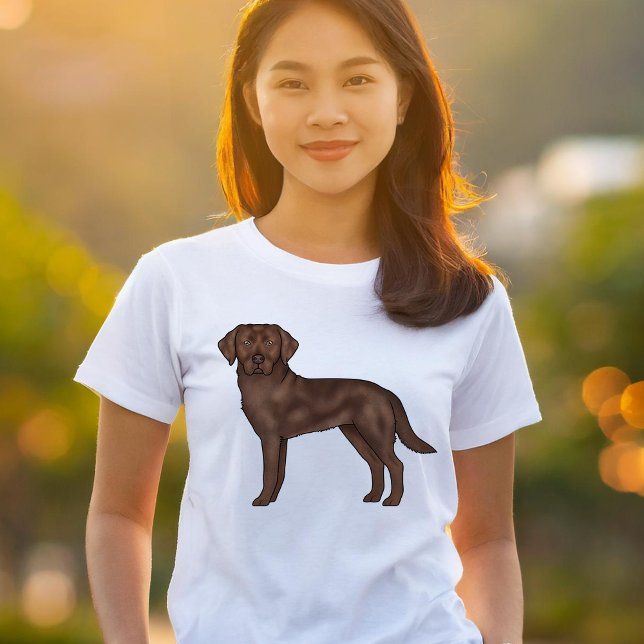 Chocolate Labrador Retriever Cute Dog Illustration T-Shirt (Please note: This image is a digital mockup.)