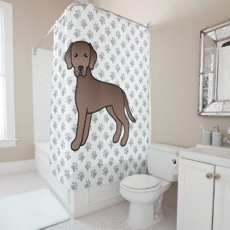 Chocolate Labrador Retriever Cute Dog &amp; Paws Shower Curtain