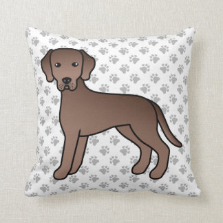 Chocolate Labrador Retriever Cute Dog &amp; Paws Throw Pillow