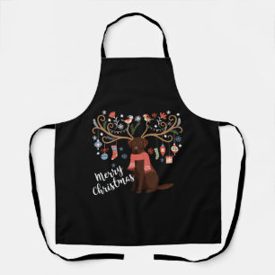 Chocolate Labrador Retriever Dog Christmas Apron