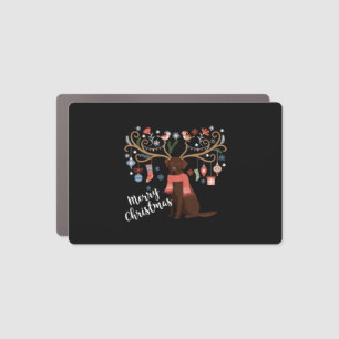Chocolate Labrador Retriever Dog Christmas Car Magnet