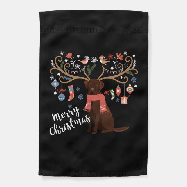 Chocolate Labrador Retriever Dog Christmas Garden Flag (Front)