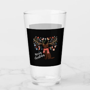 Chocolate Labrador Retriever Dog Christmas Glass