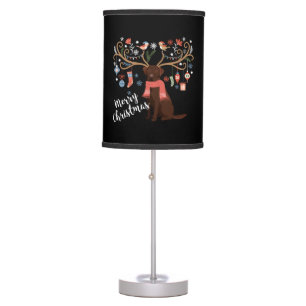 Chocolate Labrador Retriever Dog Christmas Table Lamp