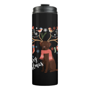 Chocolate Labrador Retriever Dog Christmas Thermal Tumbler