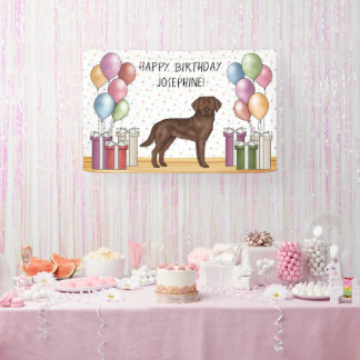 Chocolate Labrador Retriever Dog Colorful Birthday Banner