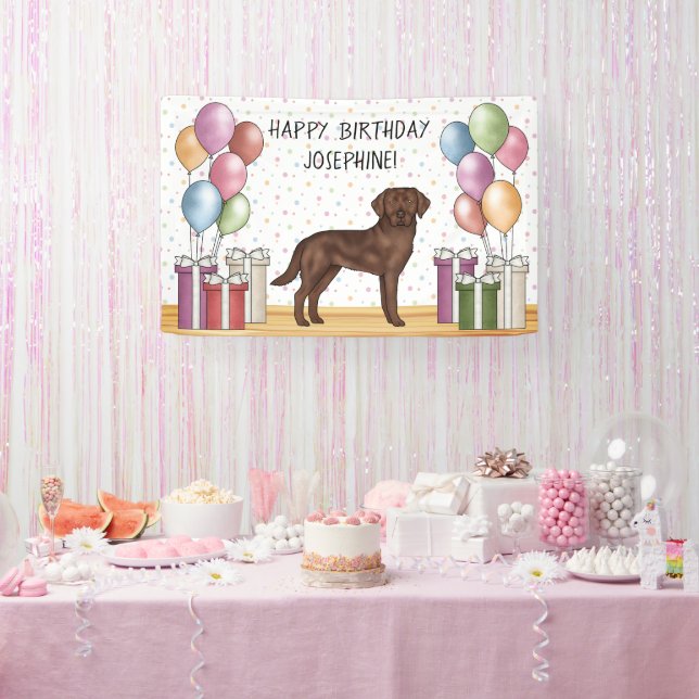 Chocolate Labrador Retriever Dog Colorful Birthday Banner (Party)