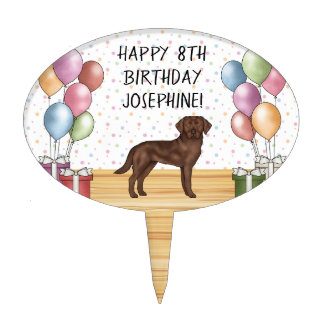 Chocolate Labrador Retriever Dog Colorful Birthday Cake Topper