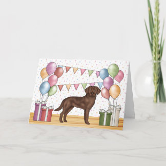 Chocolate Labrador Retriever Dog Colorful Birthday Card