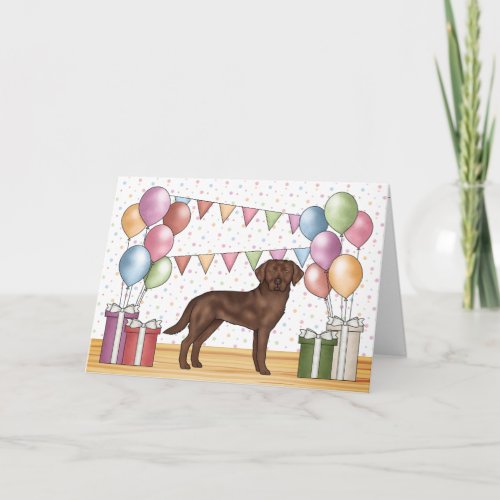 Chocolate Labrador Retriever Dog Colorful Birthday Card