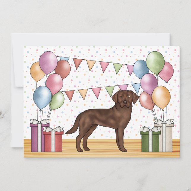 Chocolate Labrador Retriever Dog Colorful Birthday Invitation (Front)
