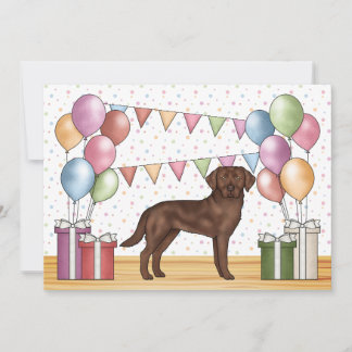 Chocolate Labrador Retriever Dog Colorful Birthday Invitation