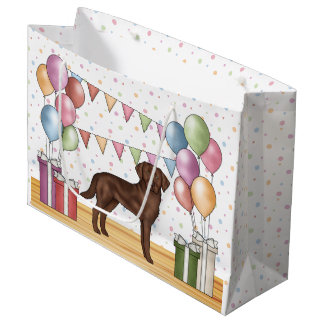 Chocolate Labrador Retriever Dog Colorful Birthday Large Gift Bag