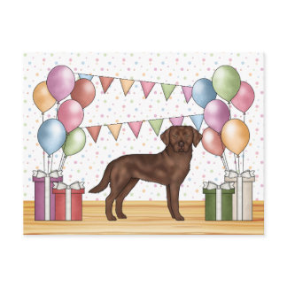 Chocolate Labrador Retriever Dog Colorful Birthday Postcard