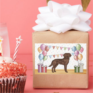 Chocolate Labrador Retriever Dog Colorful Birthday Rectangular Sticker