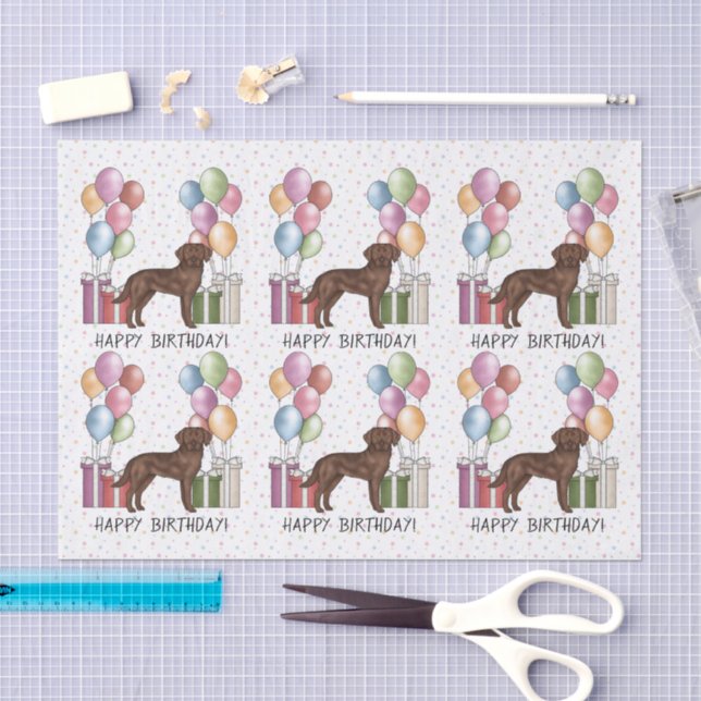 Chocolate Labrador Retriever Dog Colorful Birthday Tissue Paper (Craft)