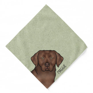 Chocolate Labrador Retriever Dog Custom Name Green Bandana