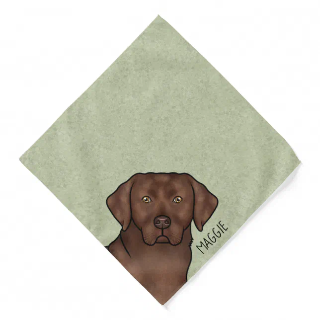 Chocolate Labrador Retriever Dog Custom Name Green Bandana Zazzle