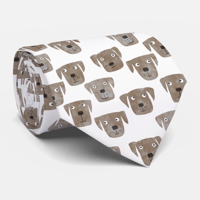 Chocolate Labrador Retriever Dog Cute Pattern Neck Tie (Rolled)
