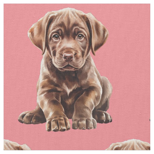 Chocolate Labrador Retriever Dog Fabric (Close Up)
