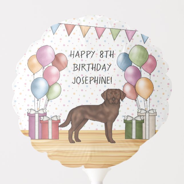 Chocolate Labrador Retriever Dog Happy Birthday Balloon (Front)