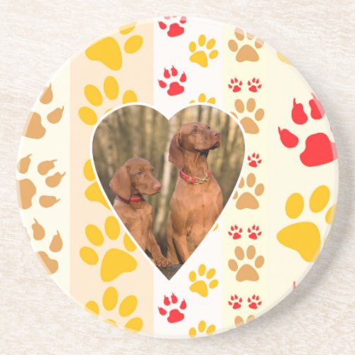 Chocolate Labrador Retriever  Dog Hearts Paw Print Coaster