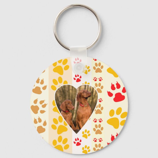 Chocolate Labrador Retriever  Dog Hearts Paw Print Keychain (Front)