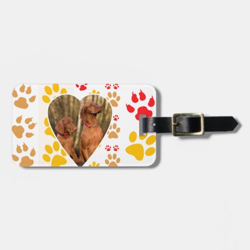 Chocolate Labrador Retriever  Dog Hearts Paw Print Luggage Tag